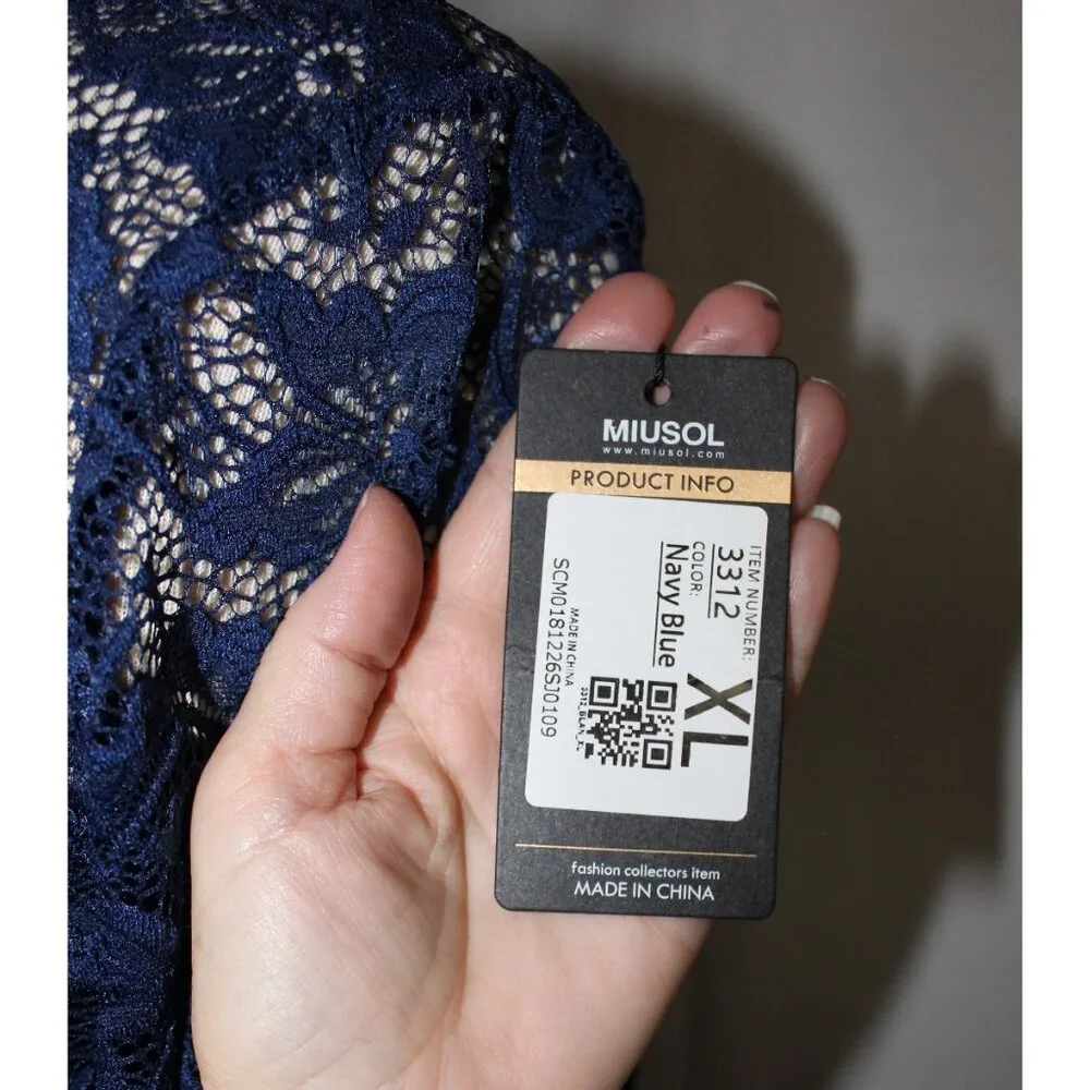 Miusol 3312 Satin & Lace Mother of Bride or Groom Gown-Size XL-NAVY BLUE- NEW - Picture 8 of 8